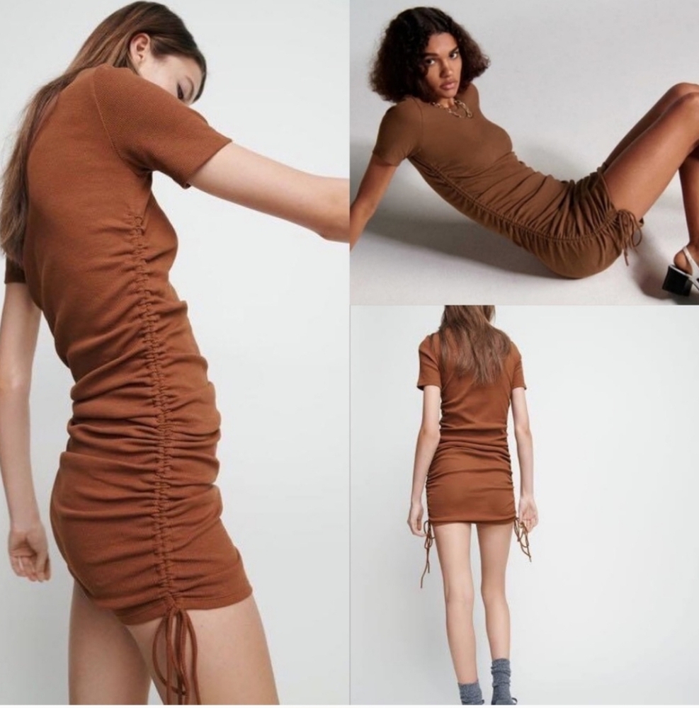 Zara Ruched Ribbed Dress - Picture 6 of 6